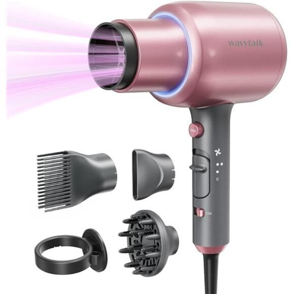 Ionic Hair Dryer Blow Dryer with Diffuser Concentrator Nozzles Comb and Holder - Picture 1 of 6